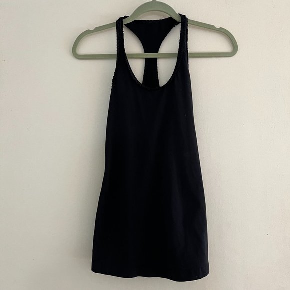 Lululemon Cool Racerback Black Ruffle Tank Top - Picture 2 of 6